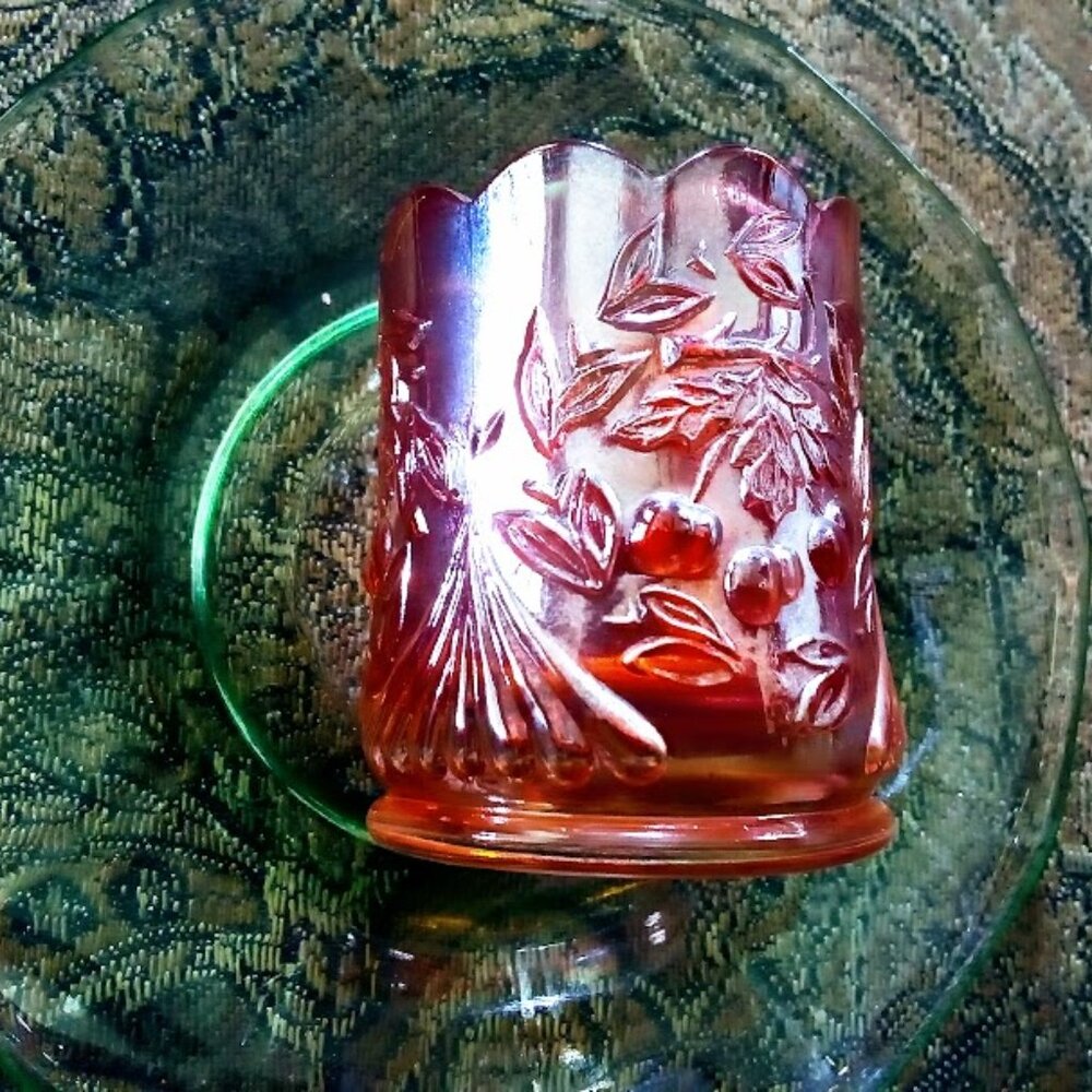 St. Clair carnival glass cherry pattern EC